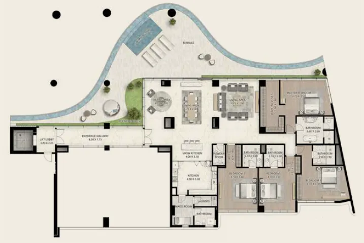4 bedroom Apartments floor plan at Cavalli Couture