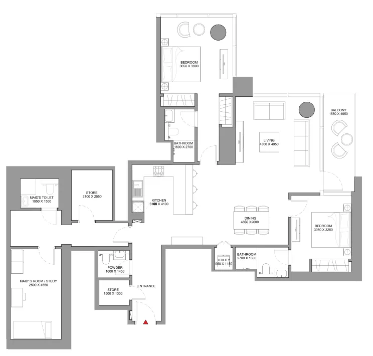 2 bedroom Apartments floor plan at Skyscape