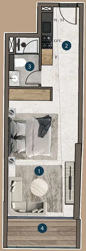 0 bedroom Apartments floor plan at Mi Casa