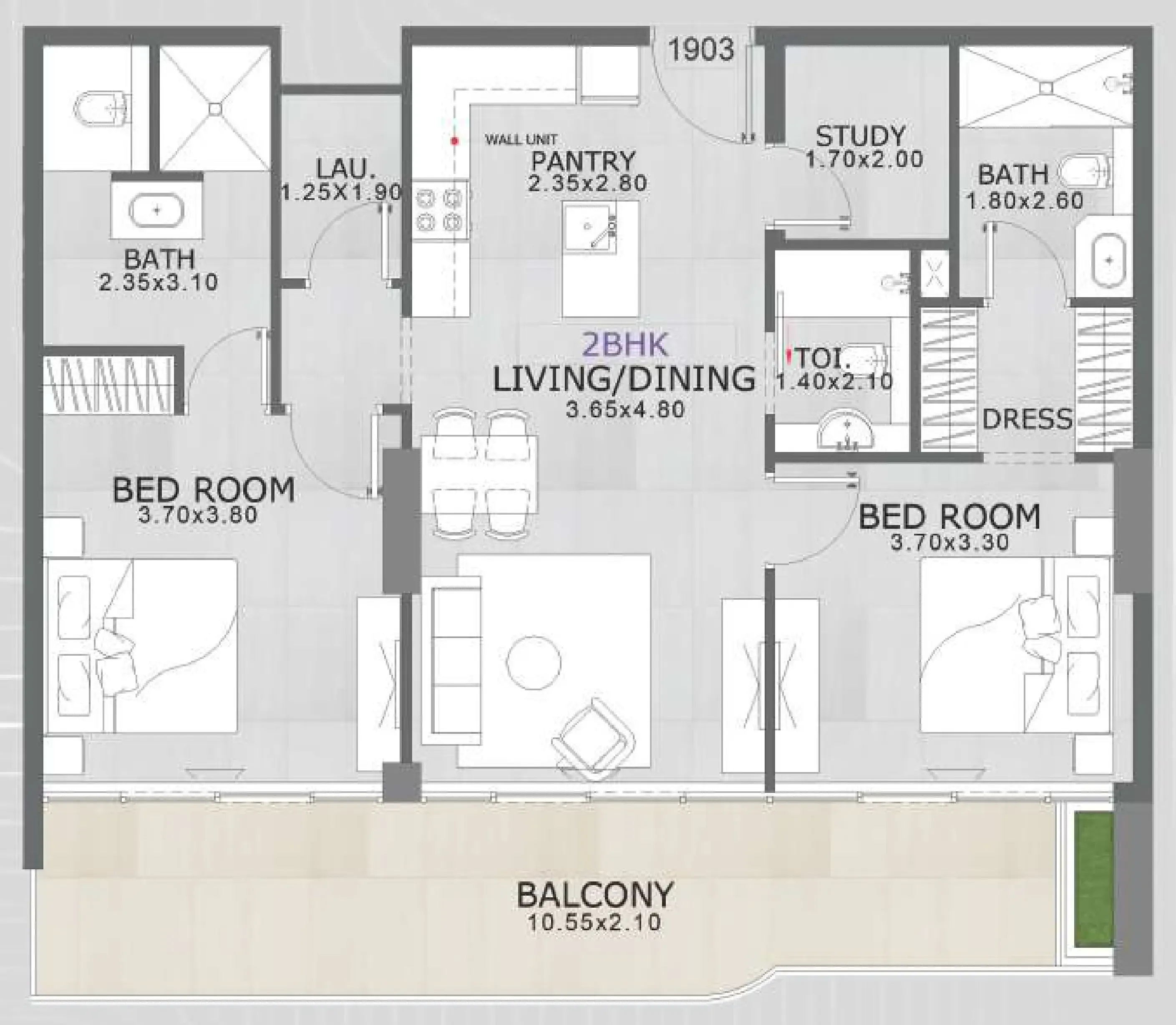 2.5 bedroom Apartments floor plan at Floarea Skies