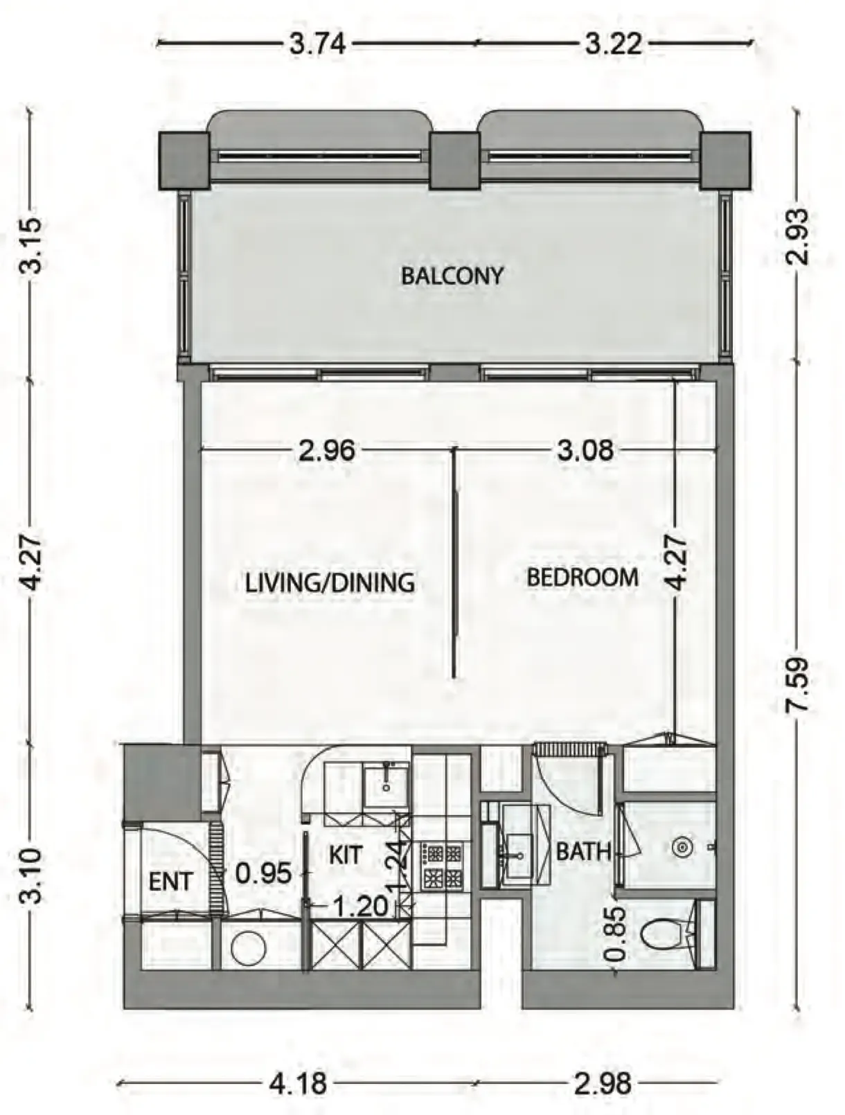 1 bedroom Apartments floor plan at Elire Managed by LUX