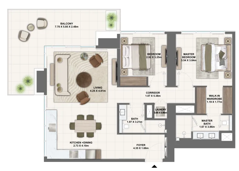 2 bedroom Apartments floor plan at Silva Dubai Creek Harbour