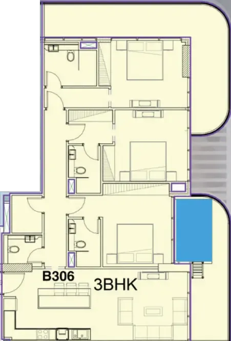 3 bedroom Apartments floor plan at Ocean Pearl 1 and 2