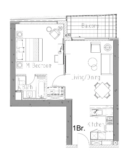 1 bedroom Apartments floor plan at Aykon City Tower