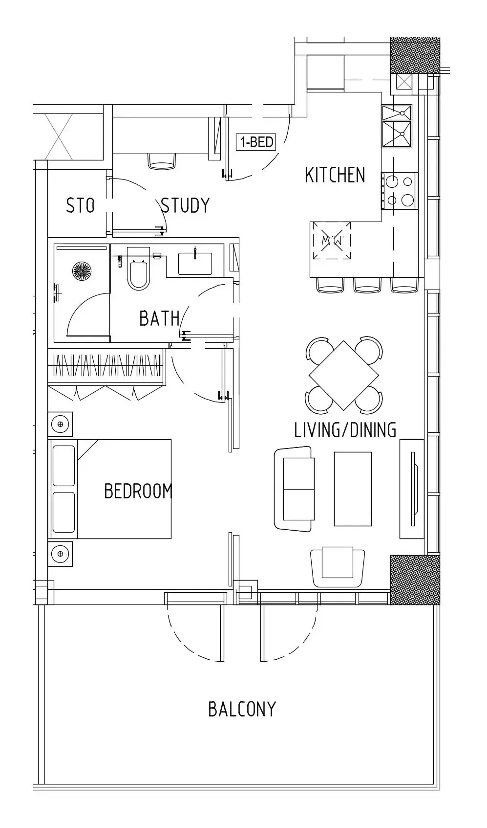 1 bedroom Apartments floor plan at Damac District