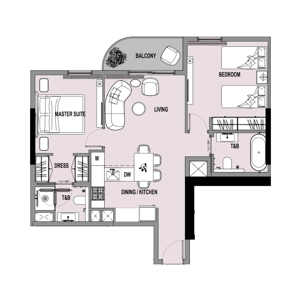 2 bedroom Apartments floor plan at Verso