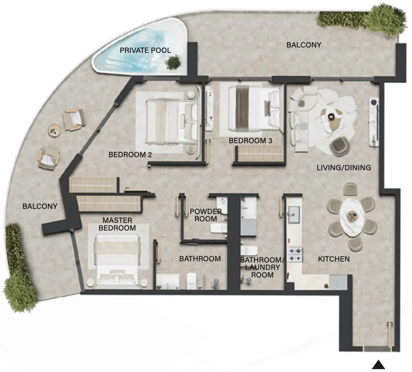 3 bedroom Apartments floor plan at Weybridge Gardens 4
