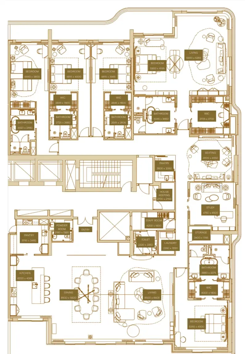 4 bedroom Penthouse floor plan at Sofitel Residences