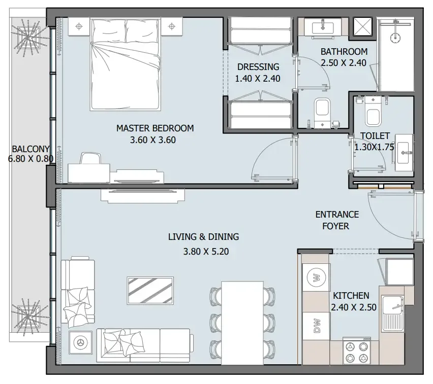 1 bedroom Apartments floor plan at Oceana