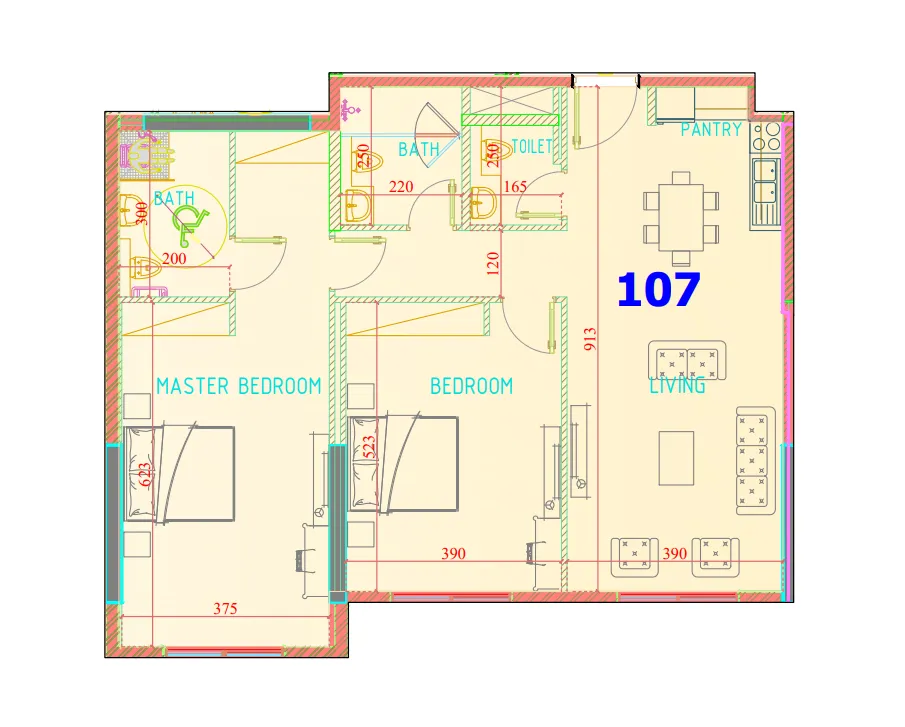 2 bedroom Apartments floor plan at Carmel Residence