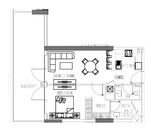 1 bedroom Apartments floor plan at Damac Riverside Views