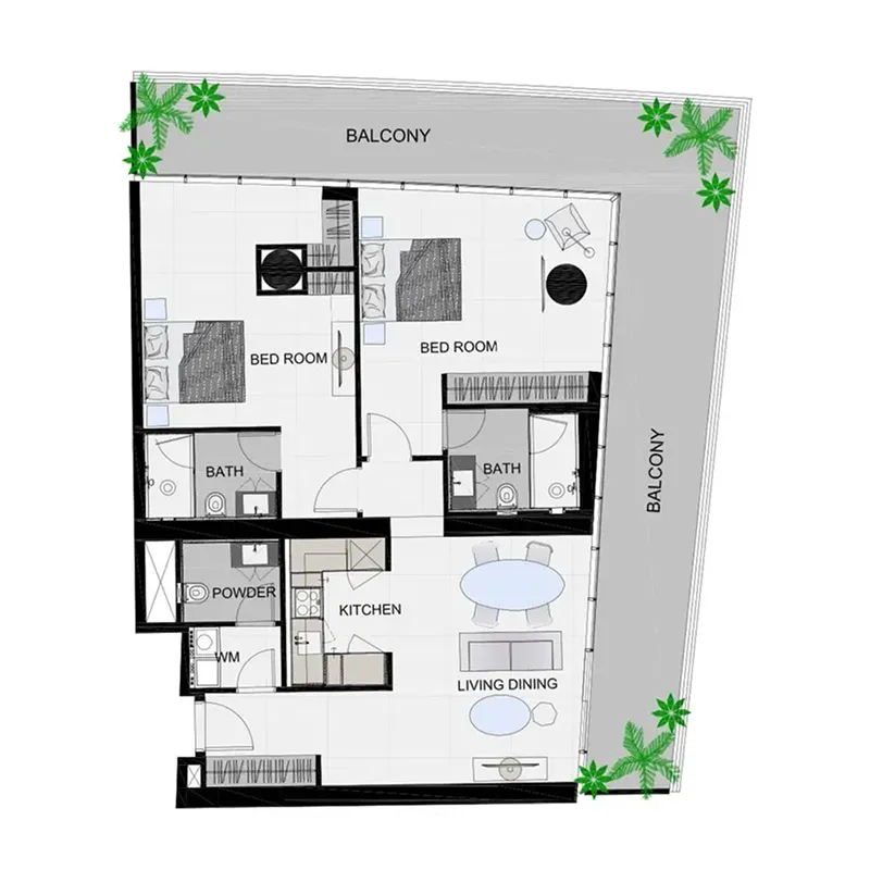 2 bedroom Apartments floor plan at The Community Sports Arena