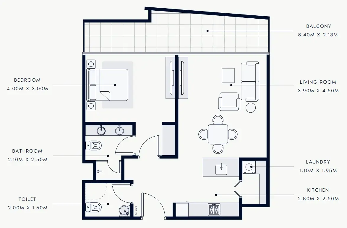 1 bedroom Apartments floor plan at Riviera Rêve