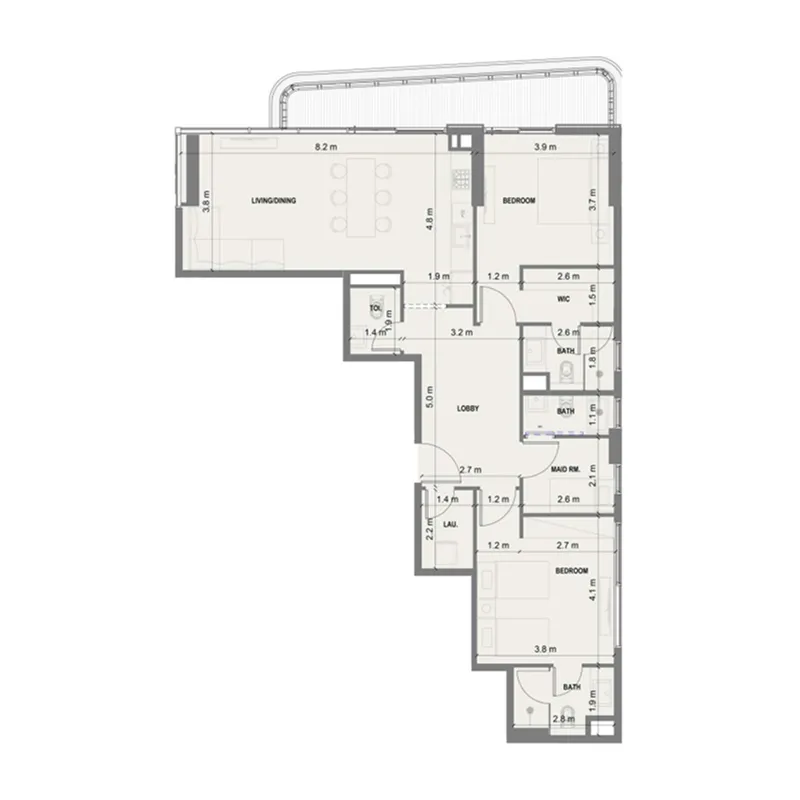 2 bedroom Apartments floor plan at Blue Marina Residence