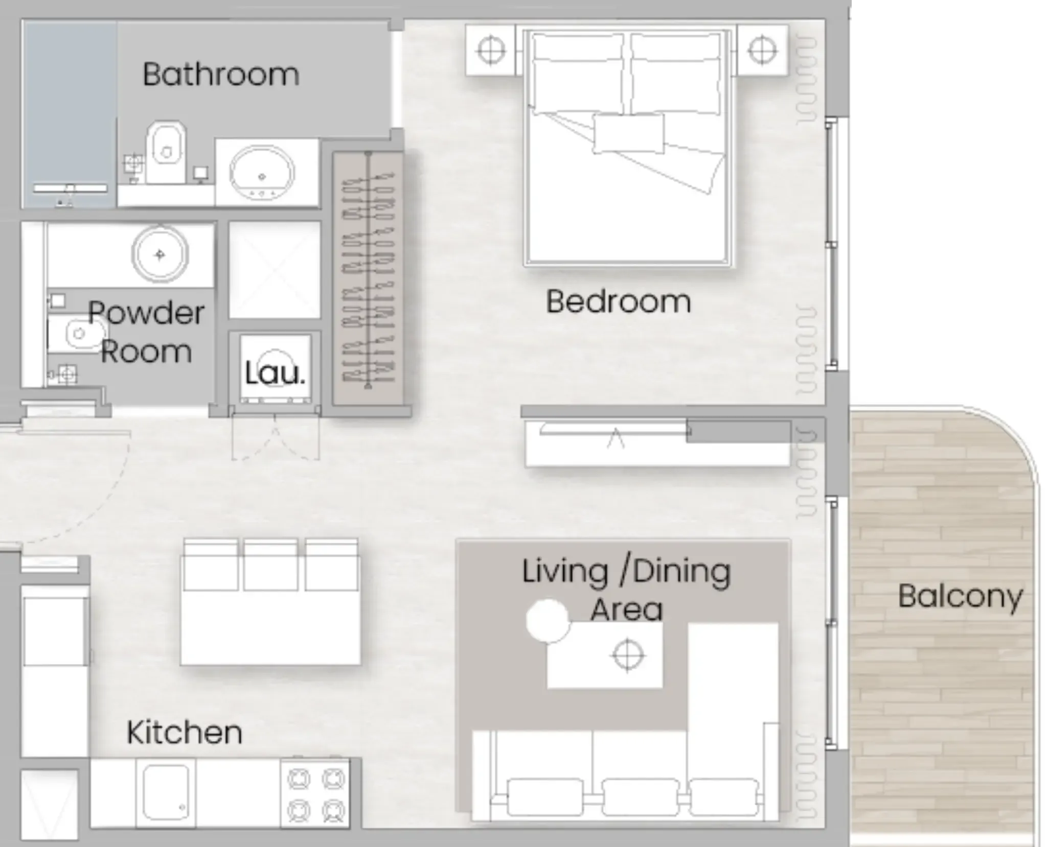1 bedroom Apartments floor plan at One Beverly