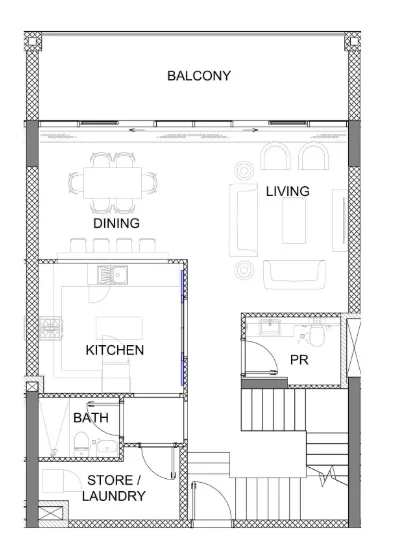 2 bedroom Townhouse floor plan at Golf Greens