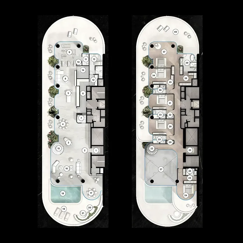 6 bedroom Duplex floor plan at The Rings