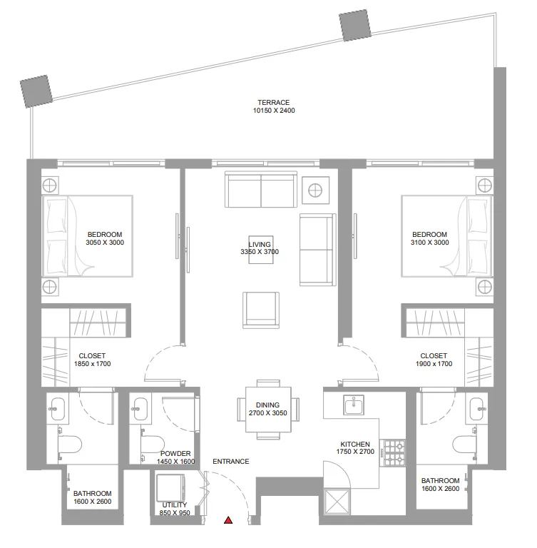 2 bedroom Apartments floor plan at Pierside Marina Residences