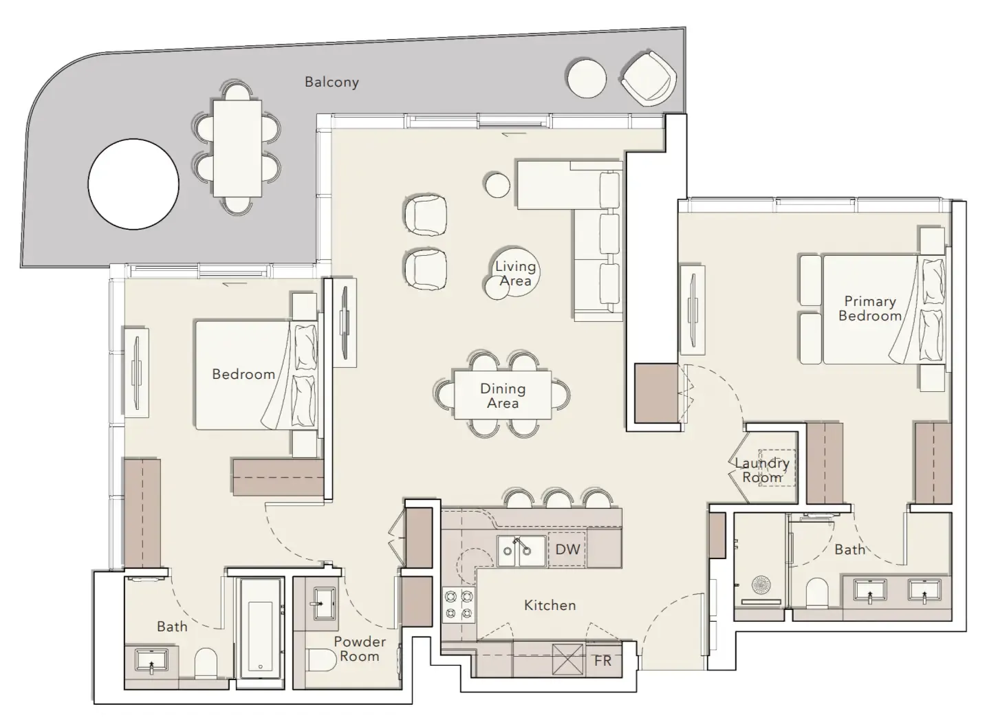 2 bedroom Apartments floor plan at Mercer House