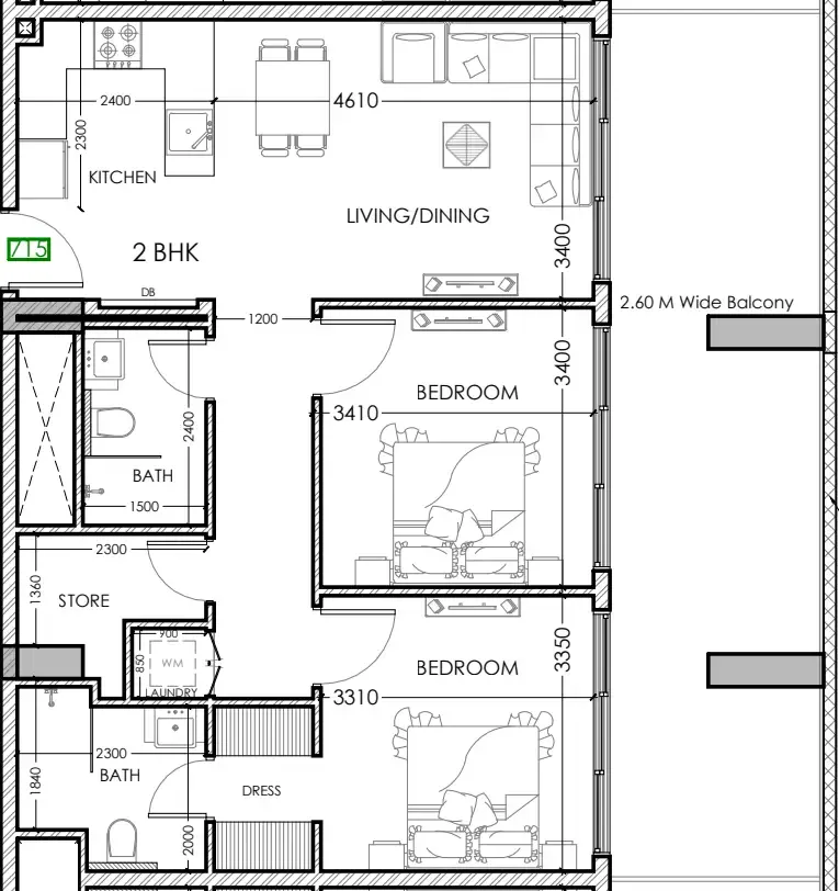 2 bedroom Apartments floor plan at Al Haseen Residences 5