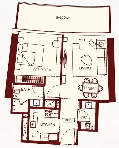 1 bedroom Apartments floor plan at Binghatti Skyflame