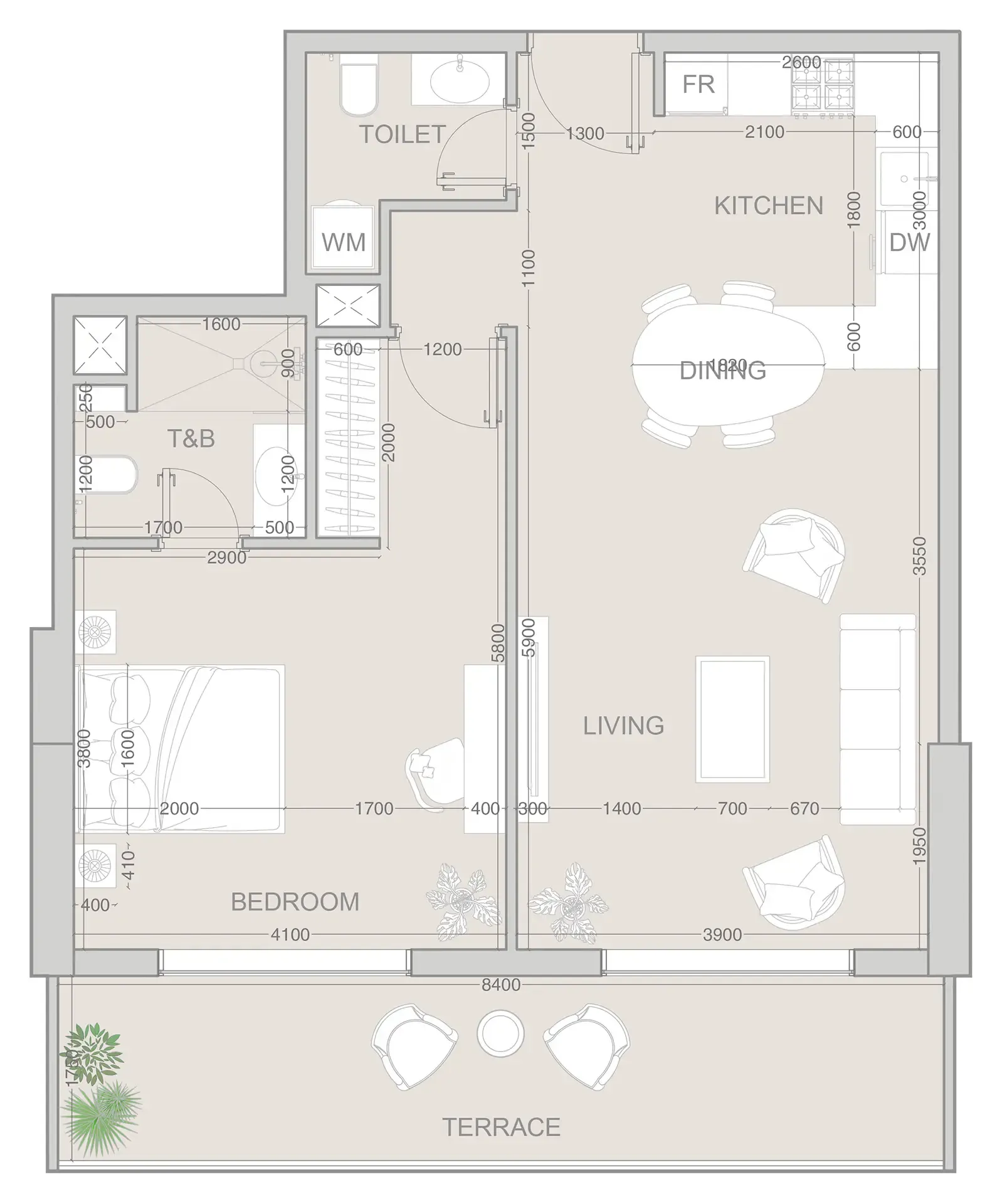 1 bedroom Apartments floor plan at V1VID Tower