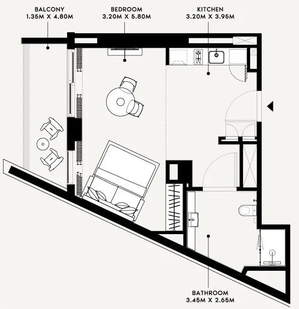 0 bedroom Apartments floor plan at Azizi Arian