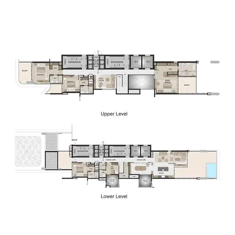 4 bedroom Duplex floor plan at Vitalia Palm Jumeirah Residences