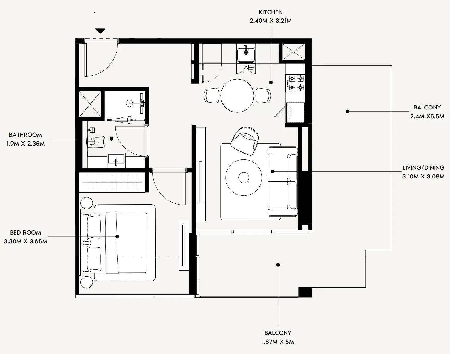 1 bedroom Apartments floor plan at Creek Views 4
