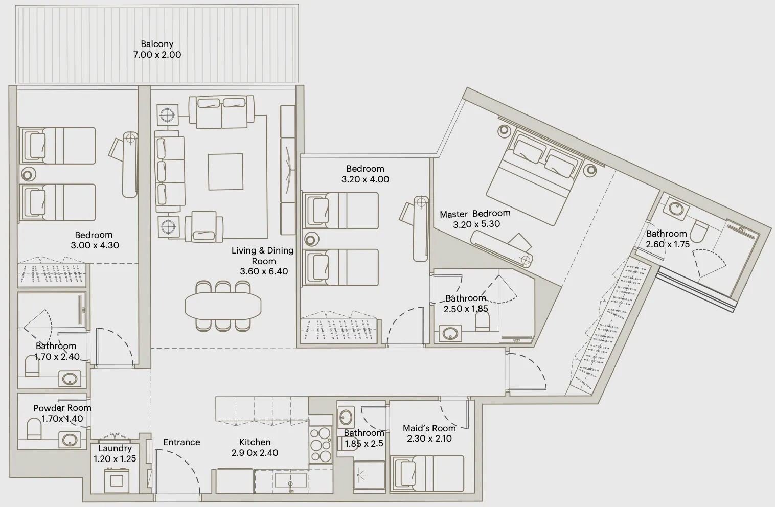 3 bedroom Apartments floor plan at Eleve