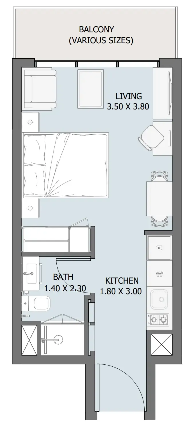 0 bedroom Apartments floor plan at Verdana III