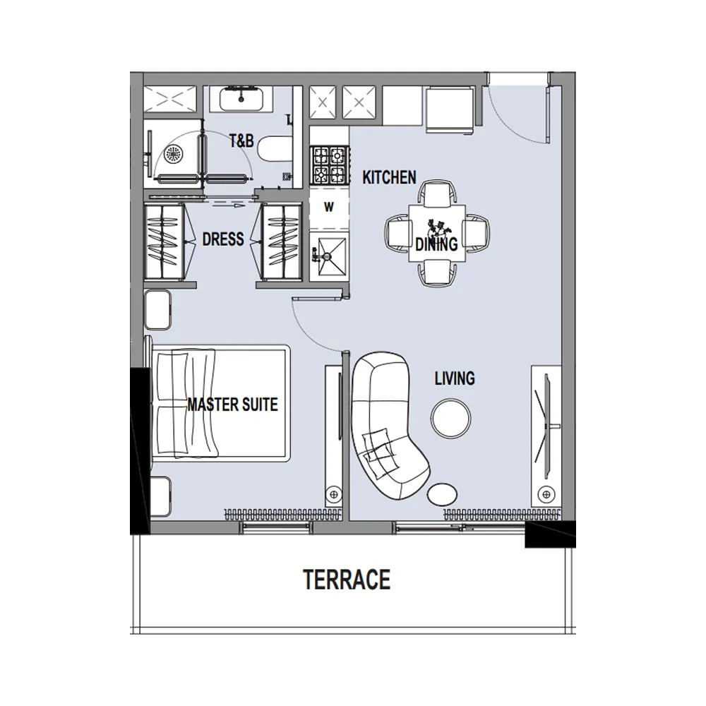 1 bedroom Apartments floor plan at Verso