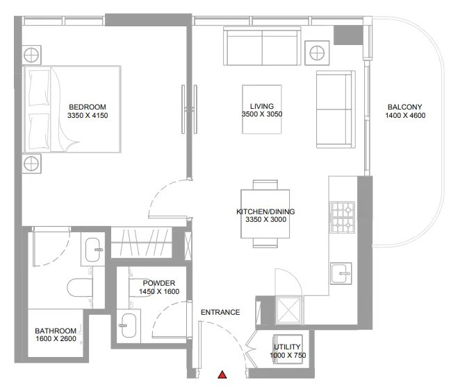 1 bedroom Apartments floor plan at Pristine Beach Residences