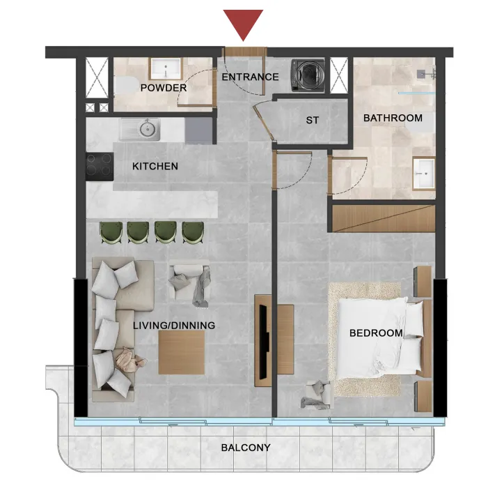 1 bedroom Apartments floor plan at Vivanti Residences by Meteora