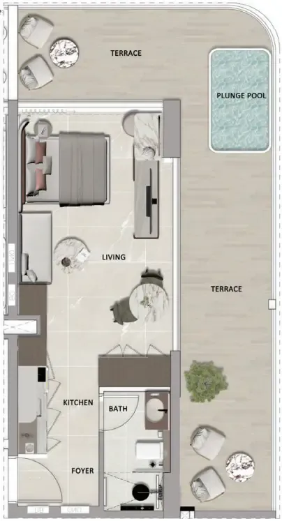 1 bedroom Apartments floor plan at South Lofts
