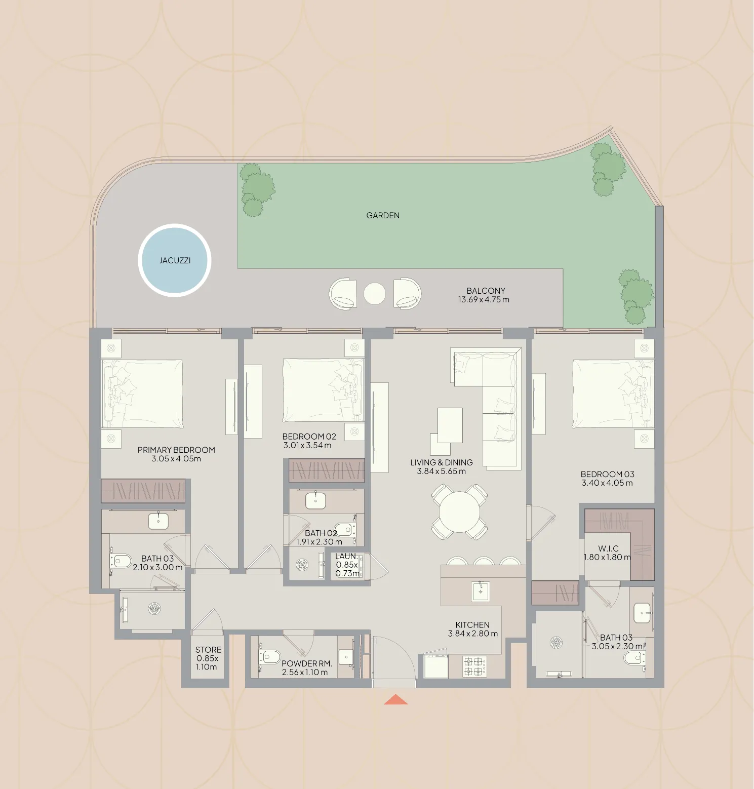 3 bedroom Apartments floor plan at Mayfair Nexus