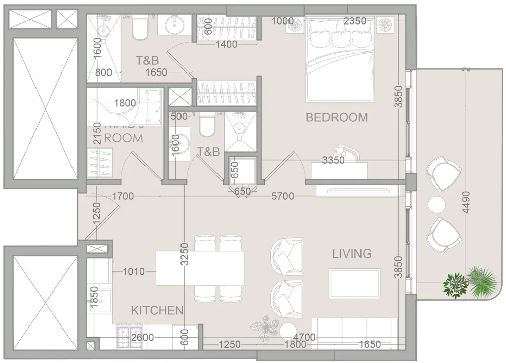 1.5 bedroom Apartments floor plan at TETR1S Tower