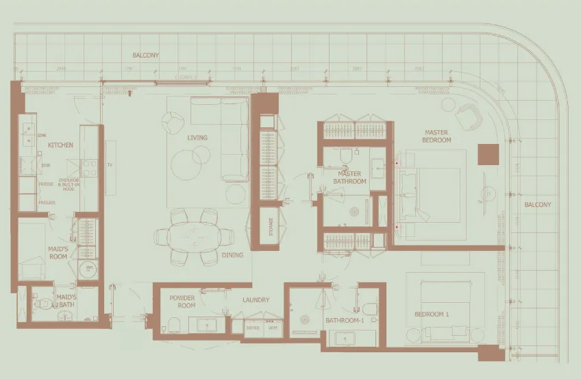 2 bedroom Apartments floor plan at Eden House The Park