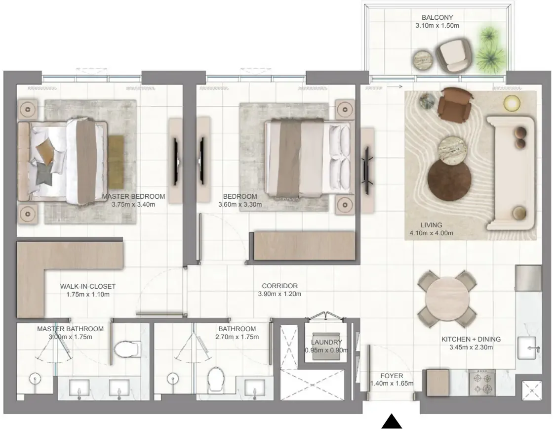 2 bedroom Apartments floor plan at Golf Vale