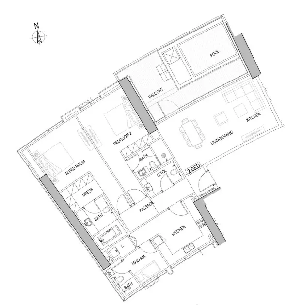 2 bedroom Apartments floor plan at Damac Harbour Lights