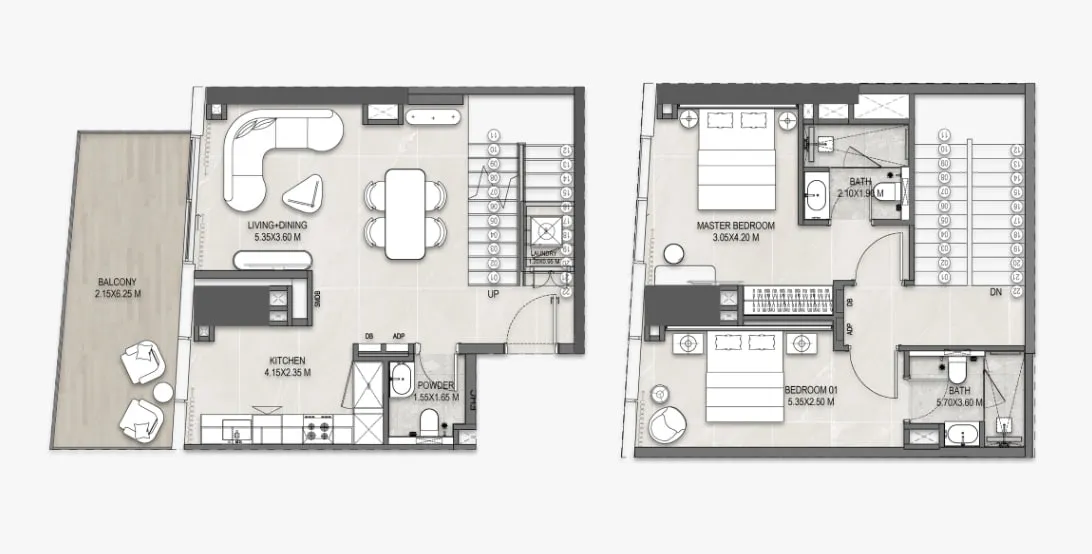 2 bedroom Duplex floor plan at The Artery Residences