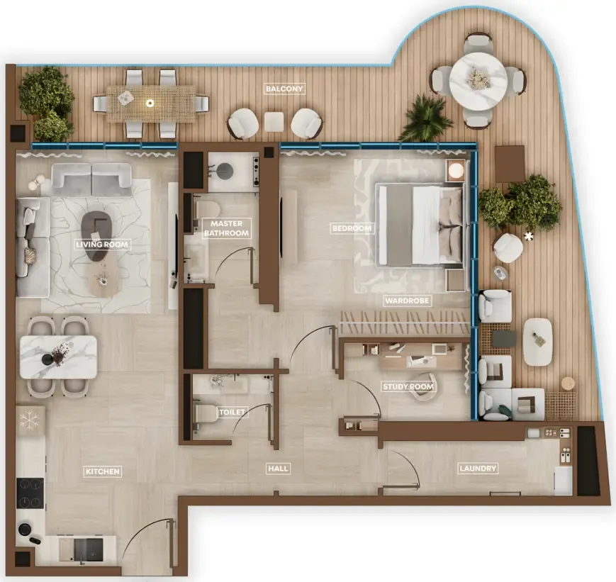 1.5 bedroom Apartments floor plan at Sky Hills Astra