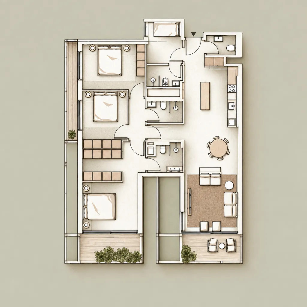3 bedroom Apartments floor plan at Tessera – Al Ghurair