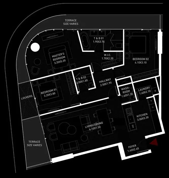 3 bedroom Apartments floor plan at Brabus Island