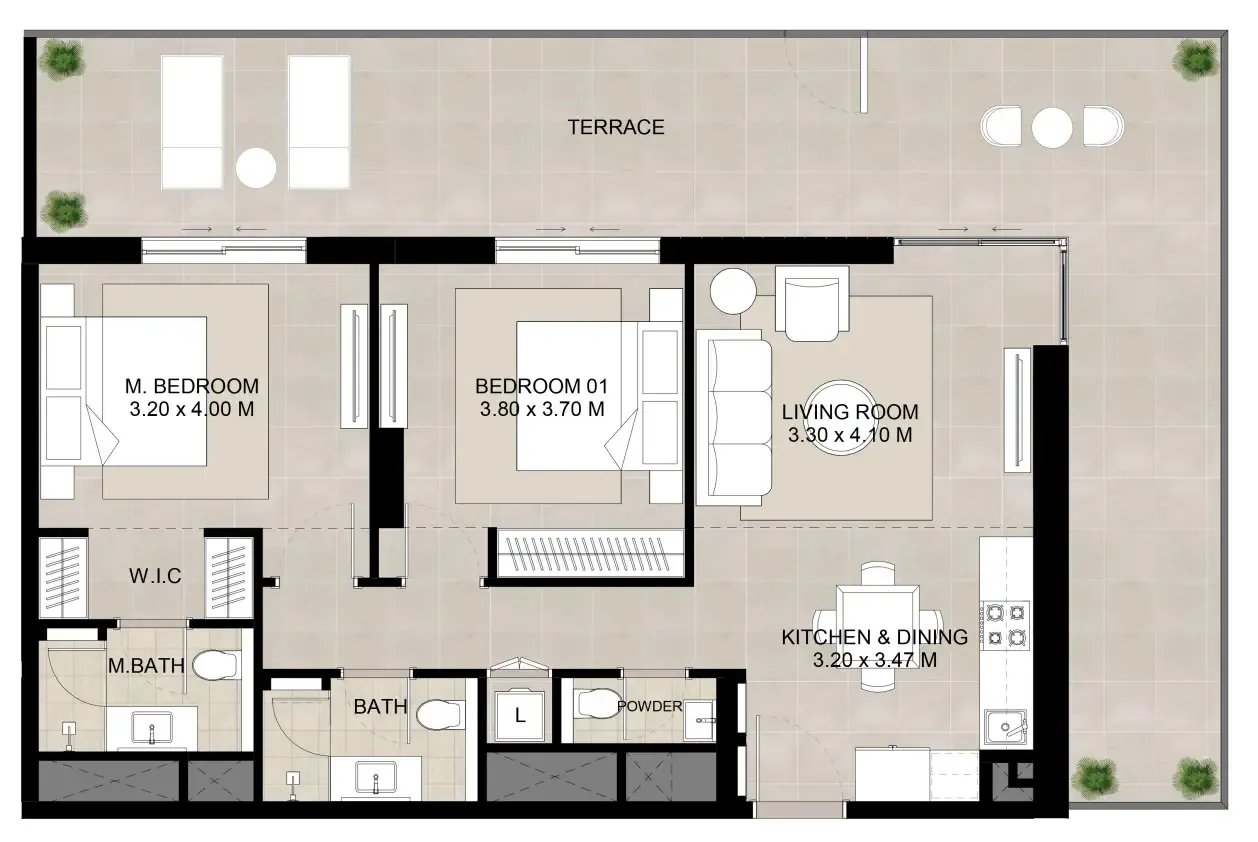 2 bedroom Apartments floor plan at Augusta