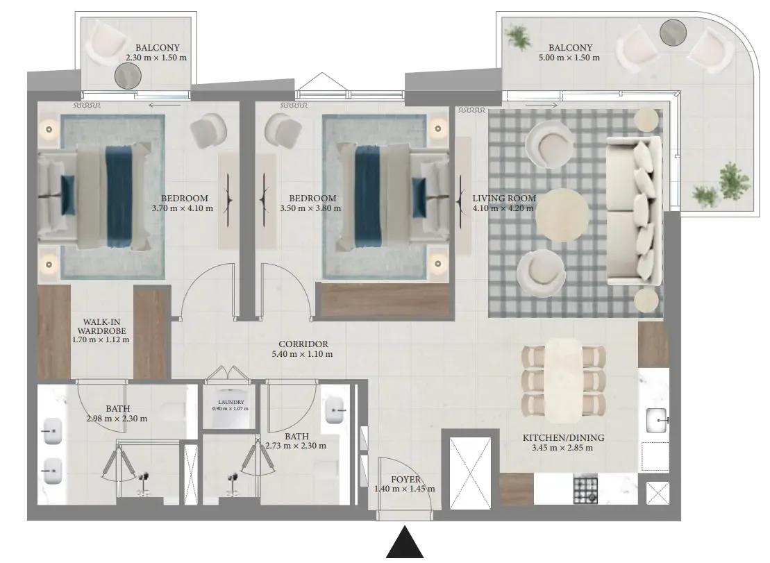 2 bedroom Apartments floor plan at Fior 1