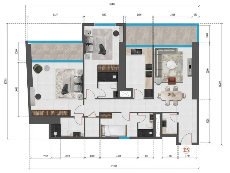 2 bedroom Apartments floor plan at Faradis Tower