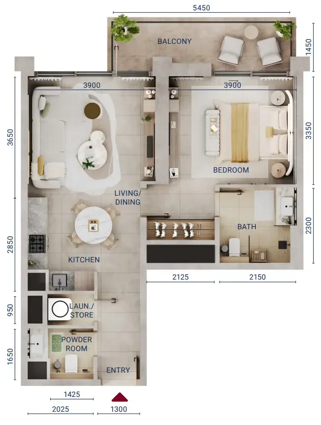 1 bedroom Apartments floor plan at Mirdad