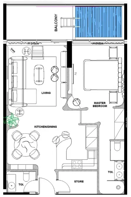1 bedroom Apartments floor plan at Natuzzi Harmony