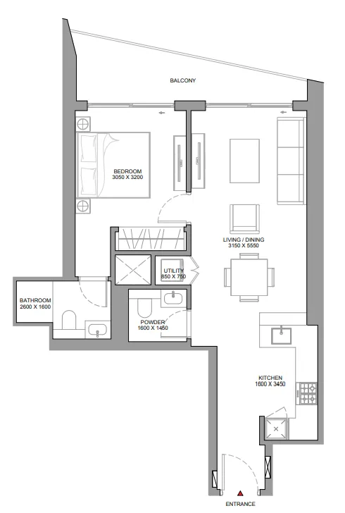1 bedroom Apartments floor plan at The Eden at Sobha Central